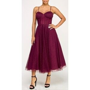 NWT Pear Culture Juniors' Glitter Corset DressLace Up Back Prom Size 0 $149